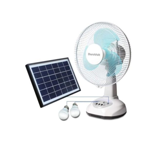 Duravolt 12 Inches Rechargeable Table Fan (DRF-12TS) With Solar Panel